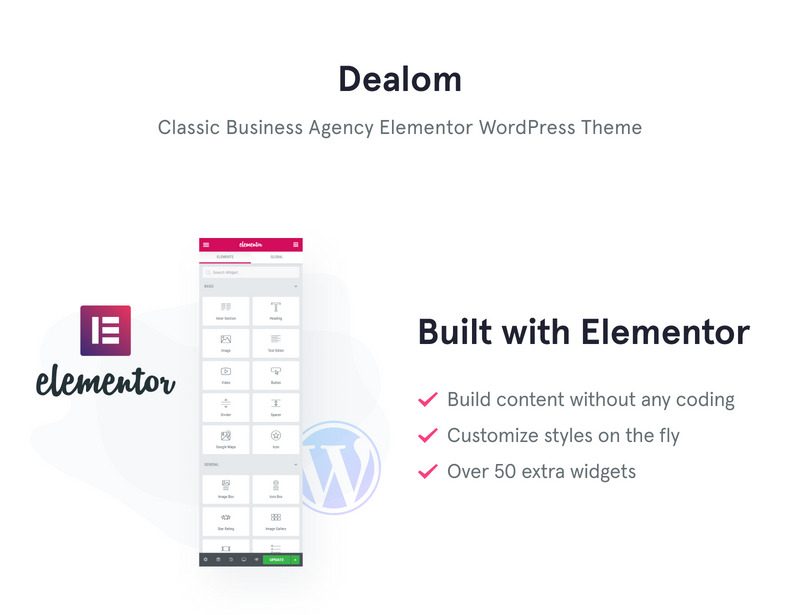 Dealom - тема WordPress для классического бизнес-агентства Elementor - Features Image 1