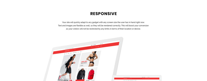 Spotrico - Modelo OpenCart de loja de roupas esportivas - Features Image 1